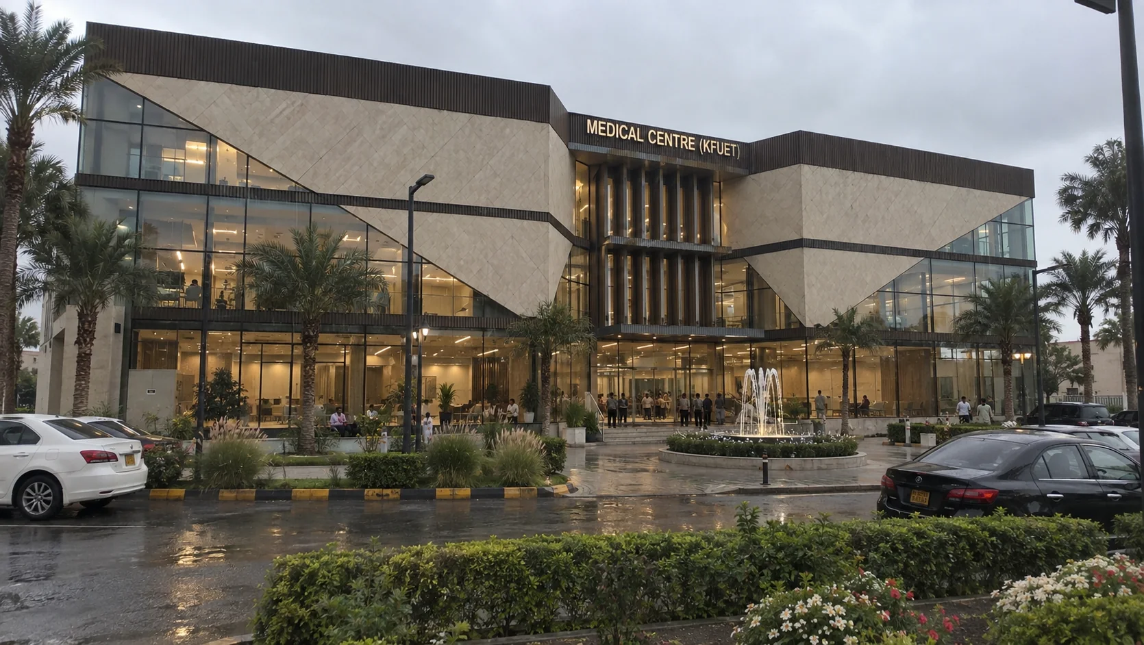 Side exterior architectural visualisation of the KFUEIT Medical Centre