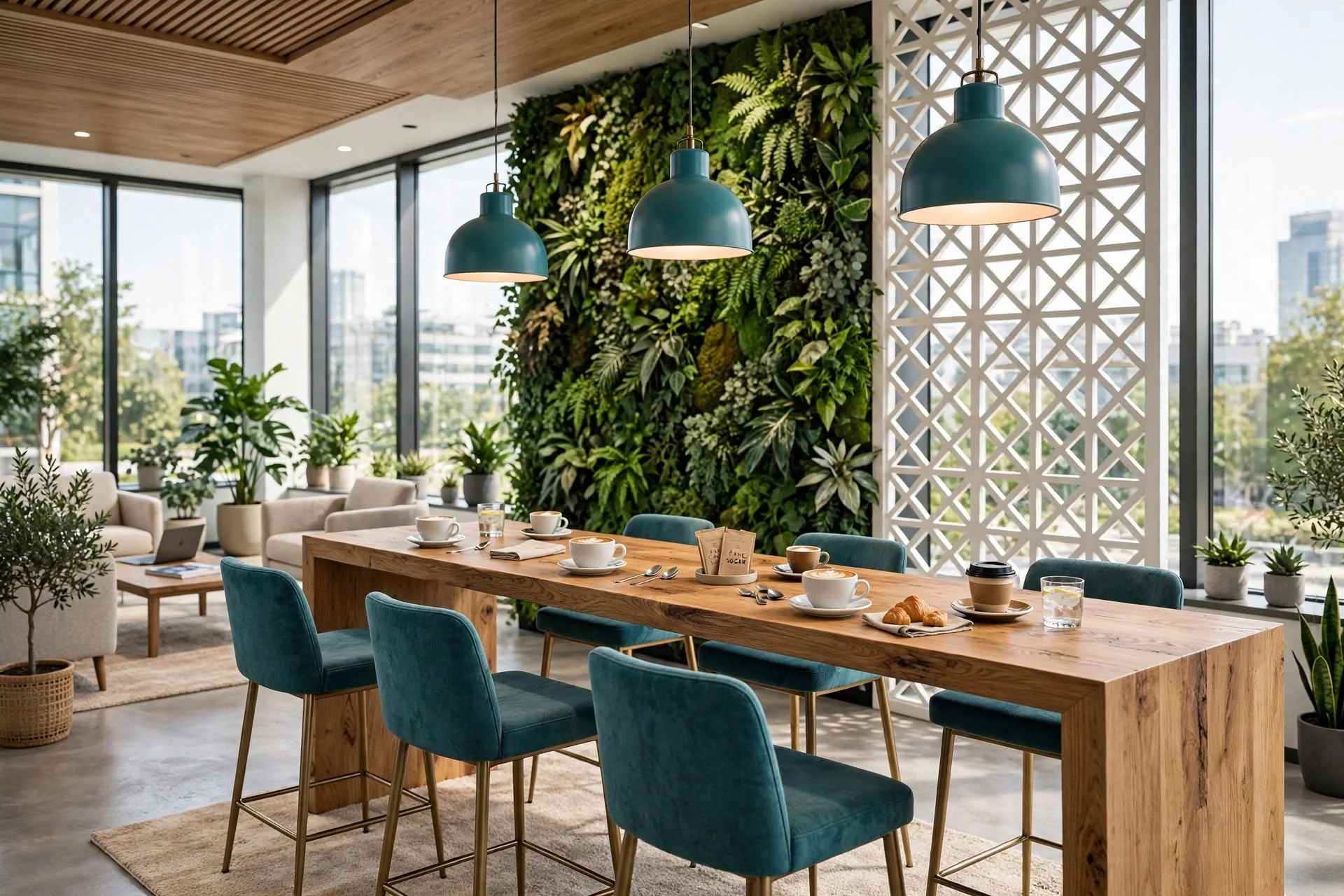 Office cafe interior visualisation for Zeecon